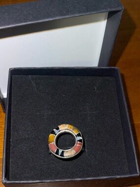 NWOT native American inspired Multi colored gemstone ring with silver band
